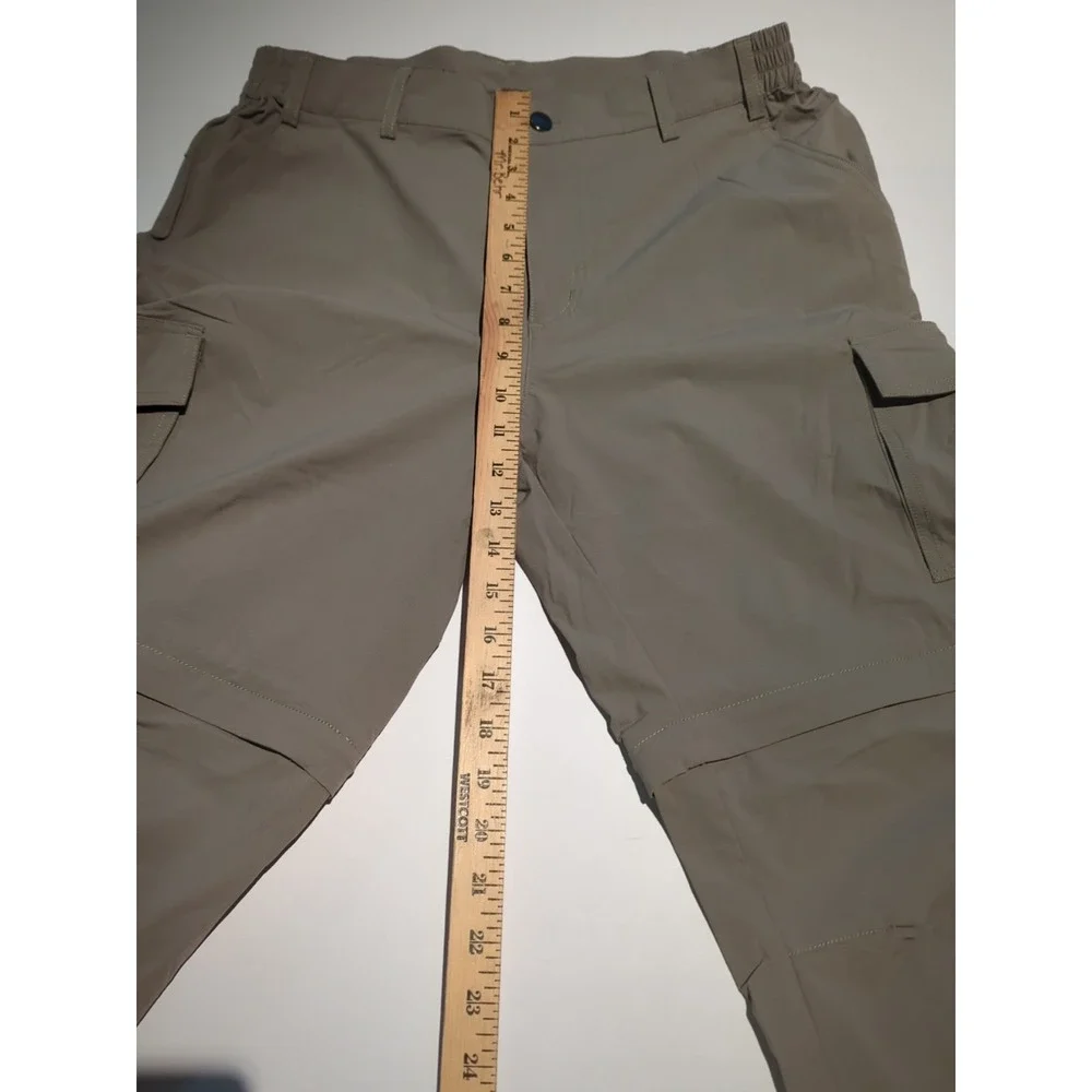 NONWE Mens Convertible Cargo Hiking Pants Sz 32x30.5 Khaki Zip Off Gorpcore